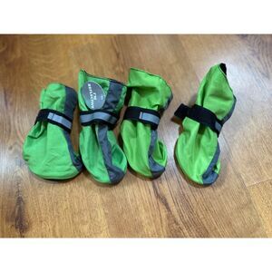 Top Paw Green & Gray Reflective Waterproof Dog Boots/ Shoes, Size Medium